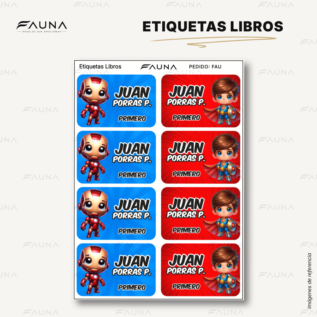 Superhéroes Niño 🦸‍♂️ - Etiquetas Escolares Premium Personalizadas