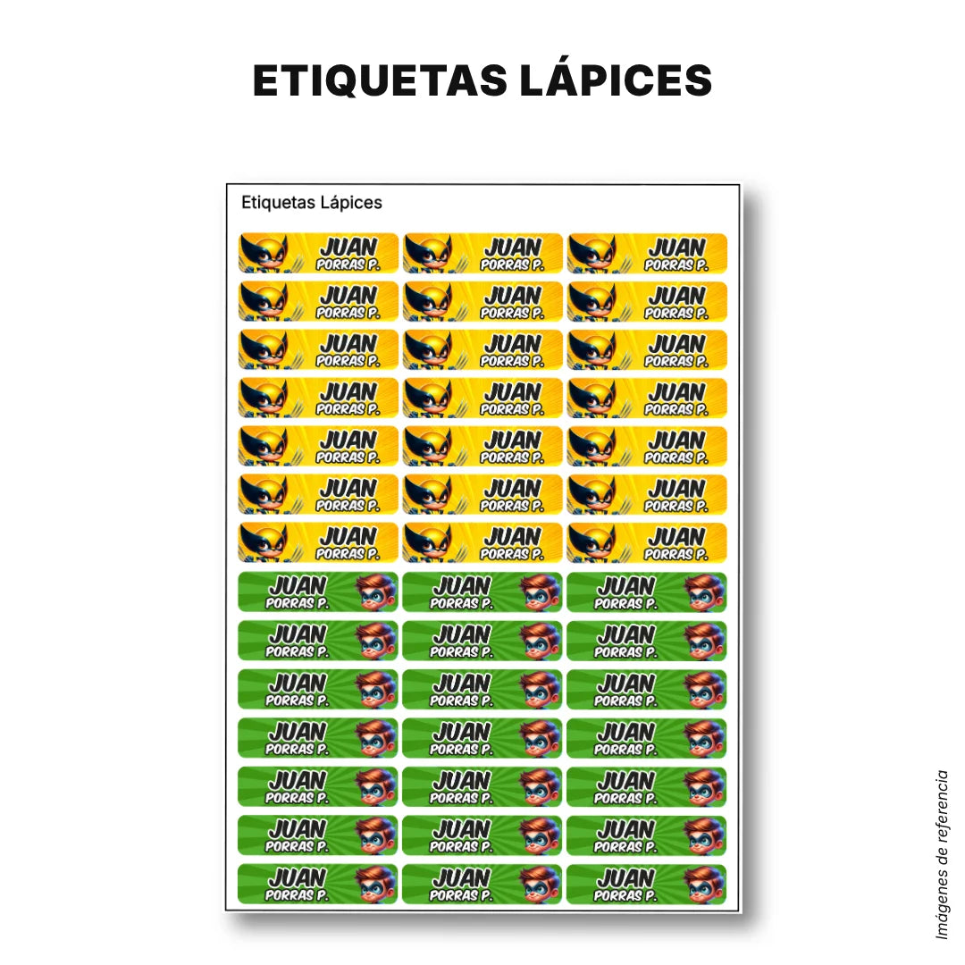 Superhéroes Niño – Etiquetas Escolares Personalizadas