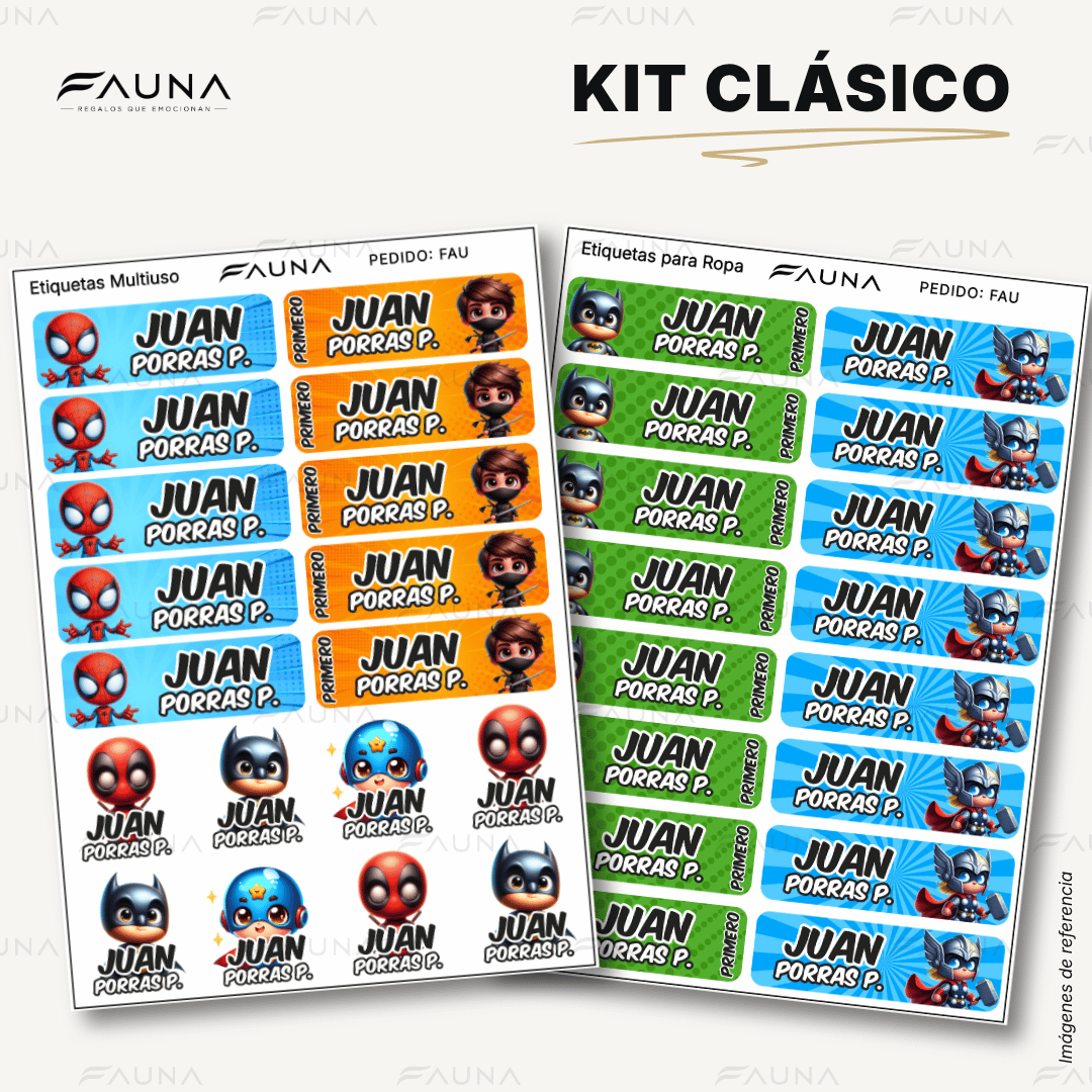 Superhéroes Niño 🦸‍♂️ - Etiquetas Escolares Premium Personalizadas