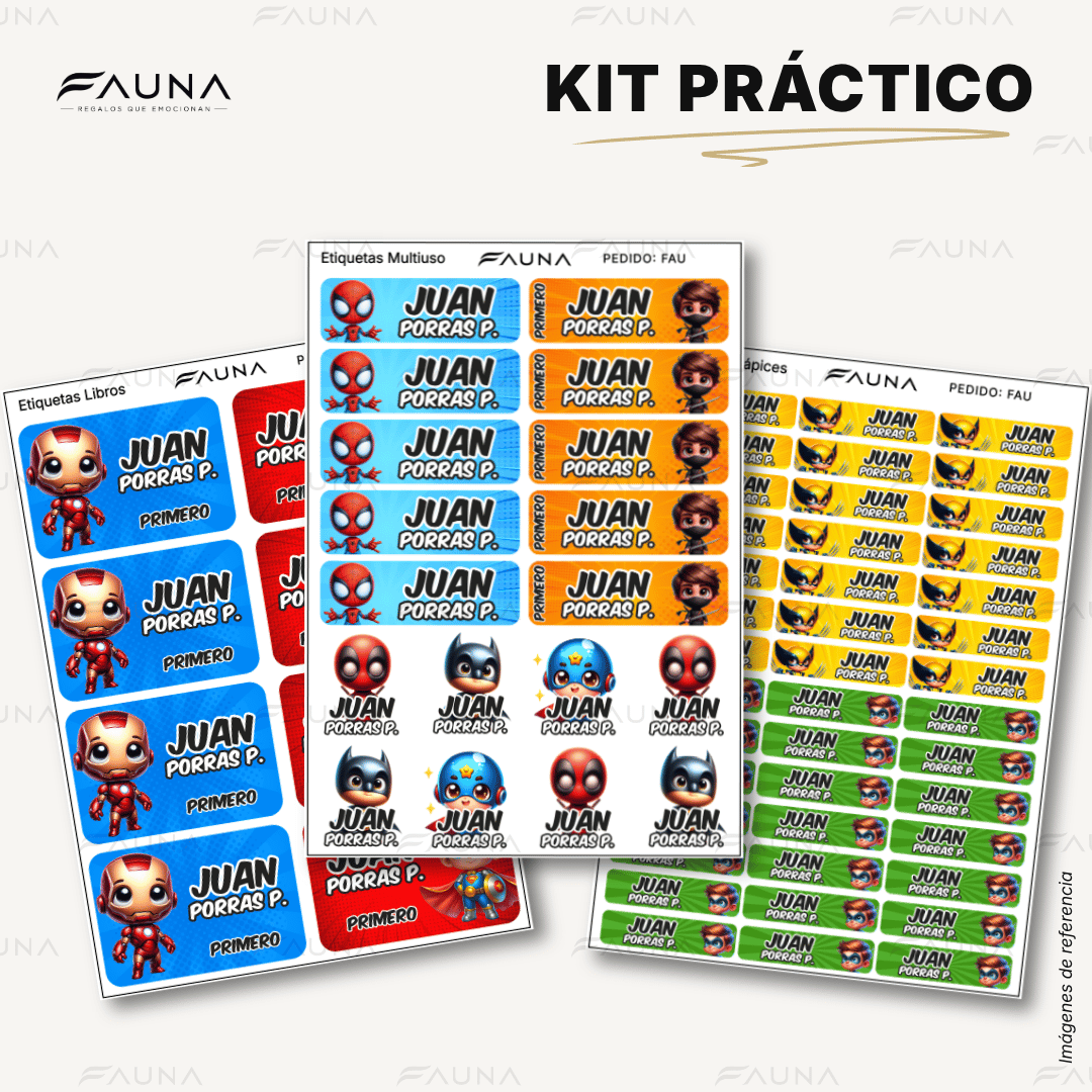 Superhéroes Niño 🦸‍♂️ - Etiquetas Escolares Premium Personalizadas