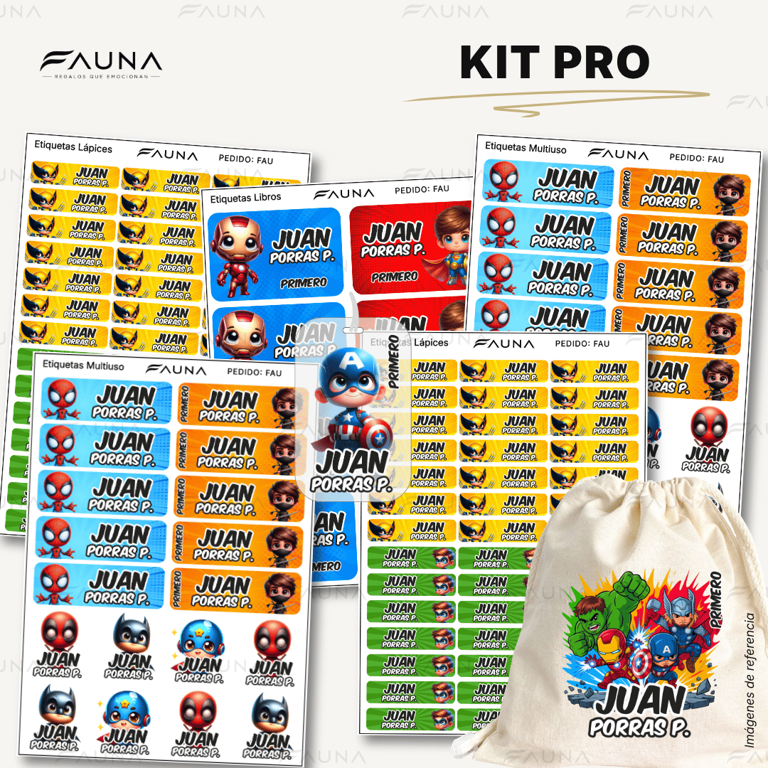Superhéroes Niño 🦸‍♂️ - Etiquetas Escolares Premium Personalizadas