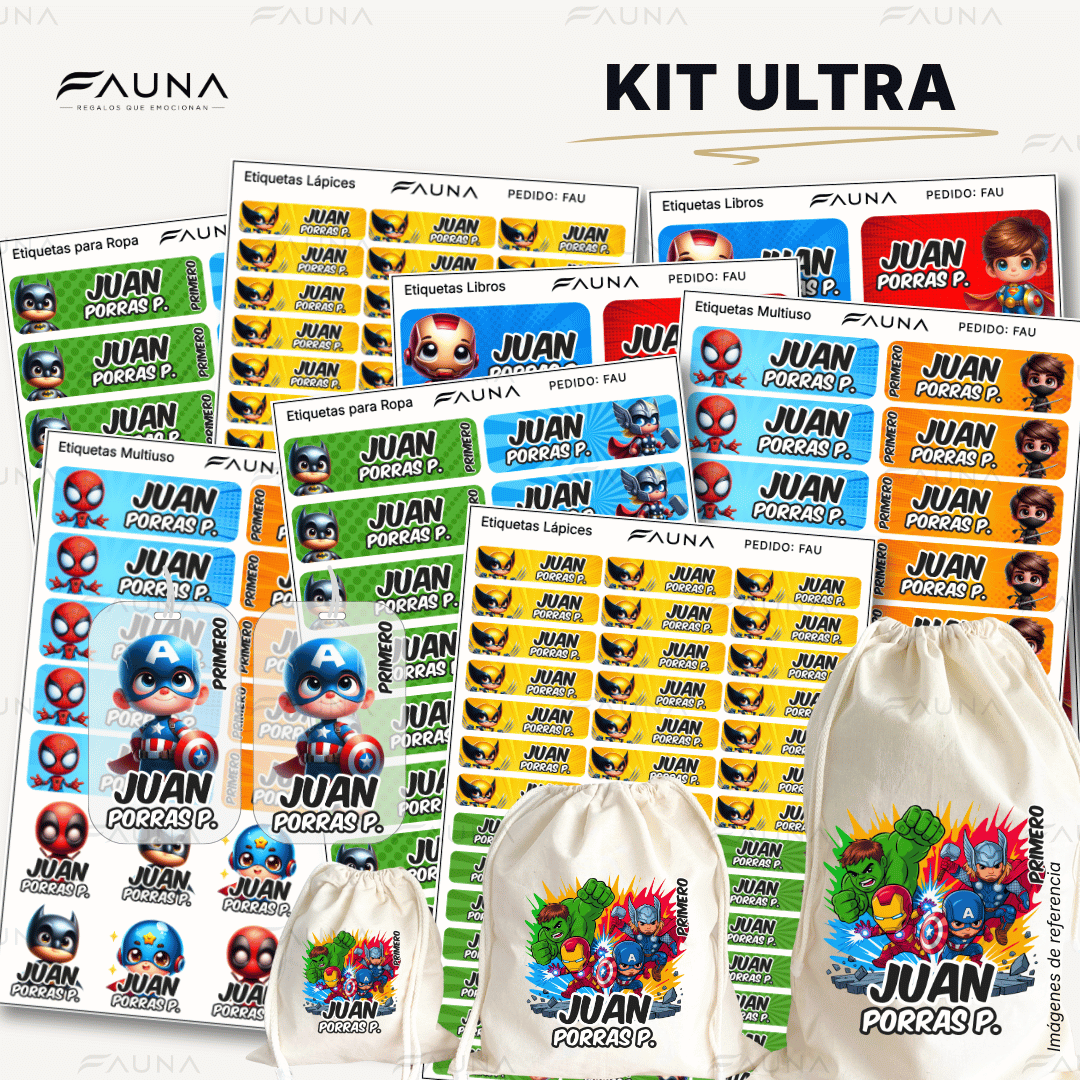 Superhéroes Niño 🦸‍♂️ - Etiquetas Escolares Premium Personalizadas