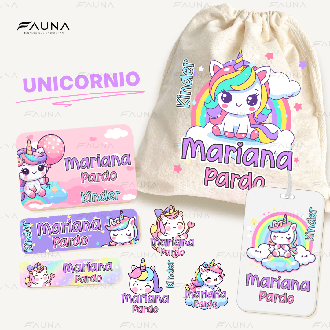 Unicornio 🦄 - Etiquetas Escolares Premium Personalizadas