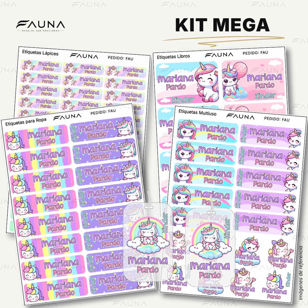 Unicornio 🦄 - Etiquetas Escolares Premium Personalizadas