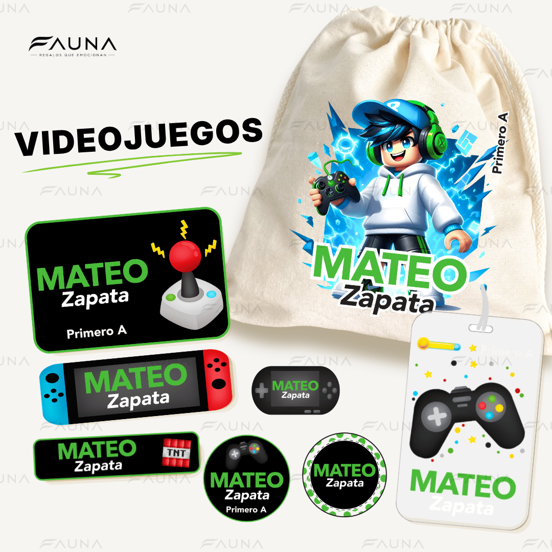 Videojuegos 🎮 - Etiquetas Escolares Premium Personalizadas