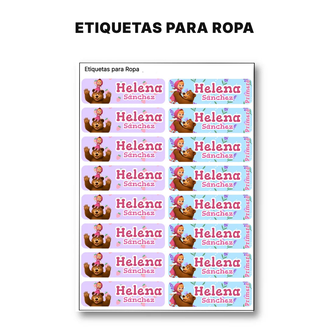 La niña y El oso – Etiquetas Escolares Personalizadas