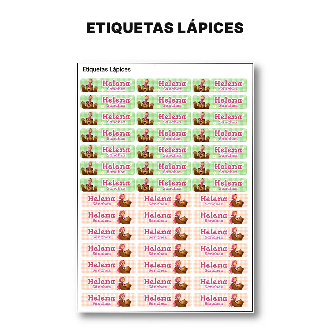 La niña y El oso – Etiquetas Escolares Personalizadas