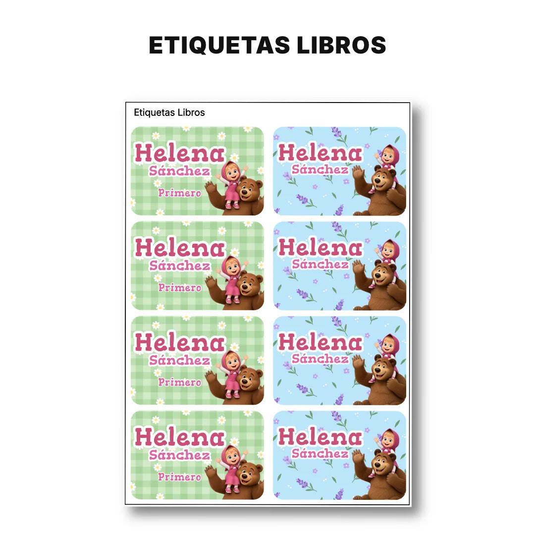 La niña y El oso – Etiquetas Escolares Personalizadas