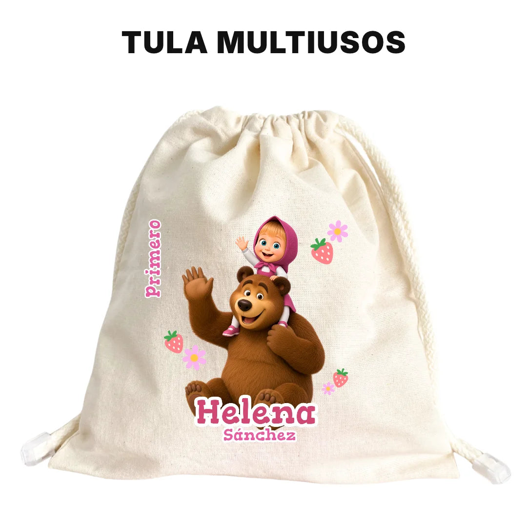 La niña y El oso – Etiquetas Escolares Personalizadas