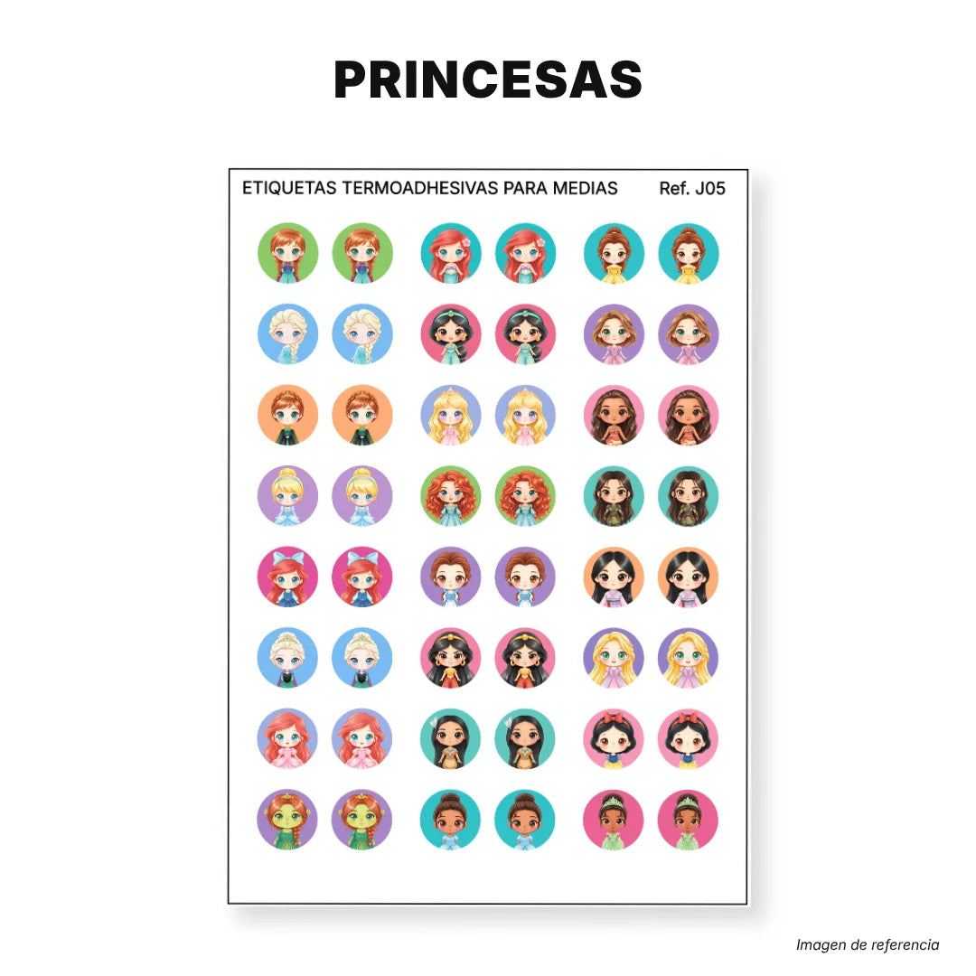 Princesas - Etiquetas Termoadhesivas para Medias