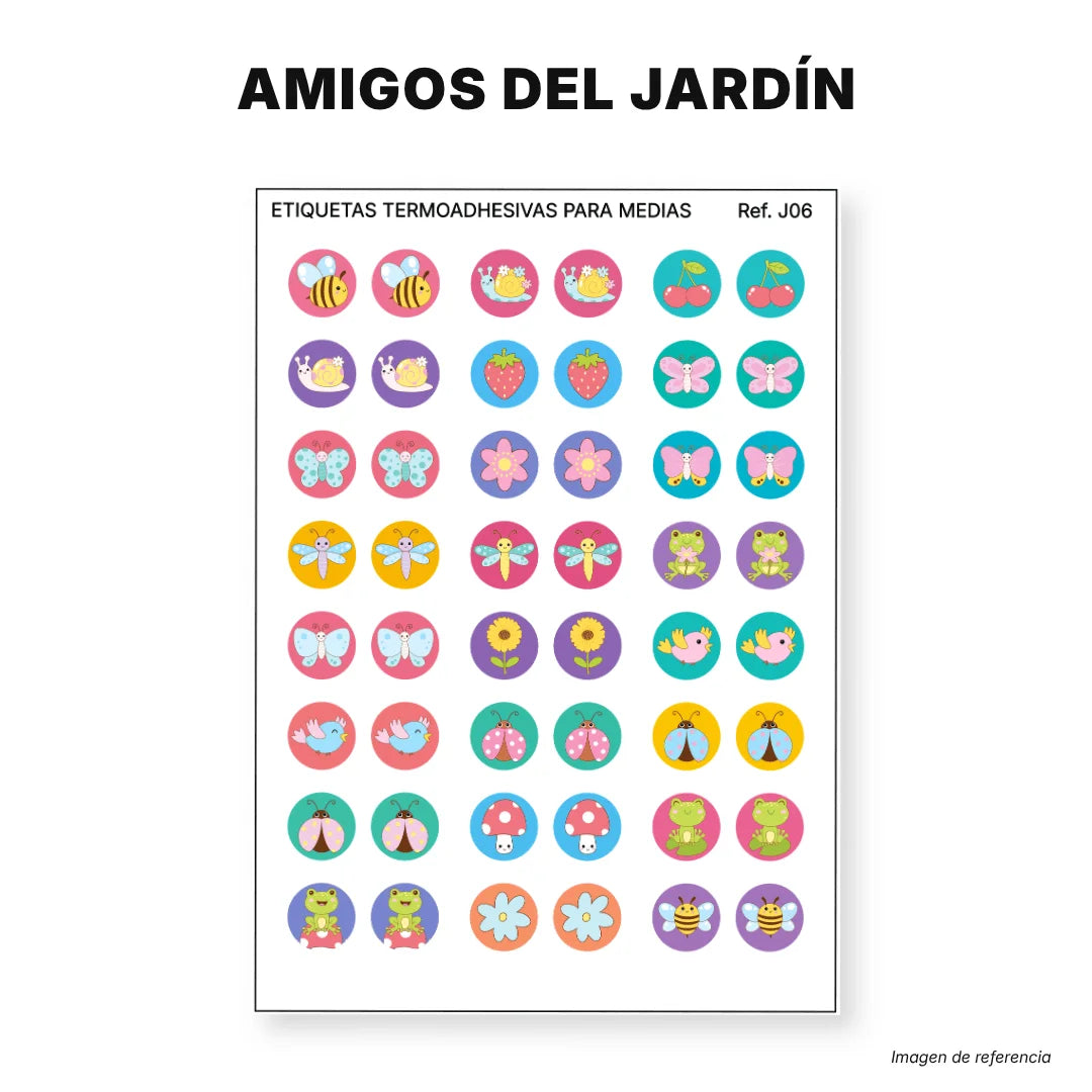 Amigos del Jardín - Etiquetas Termoadhesivas para Medias