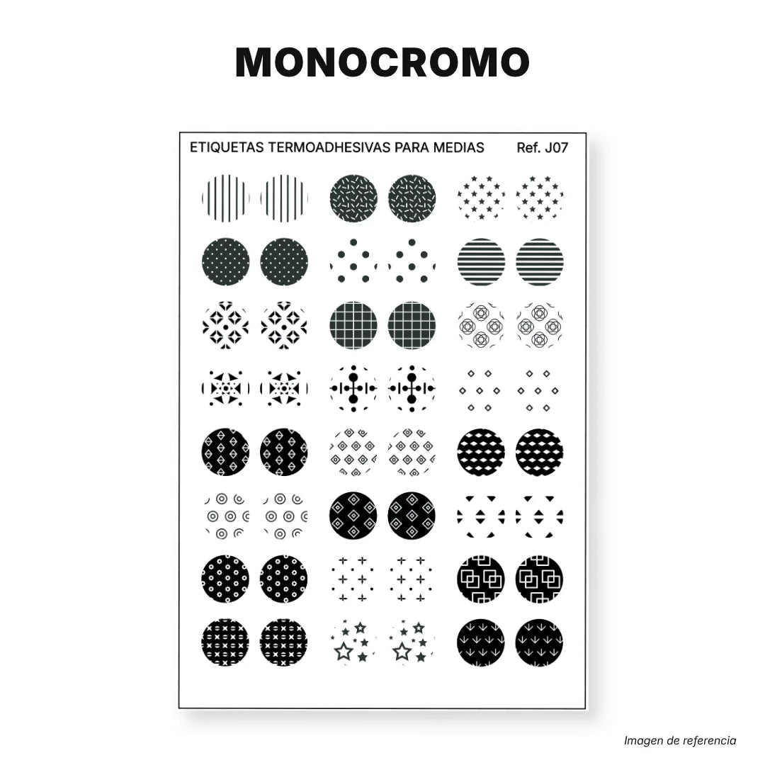 Monocromo - Etiquetas Termoadhesivas para Medias
