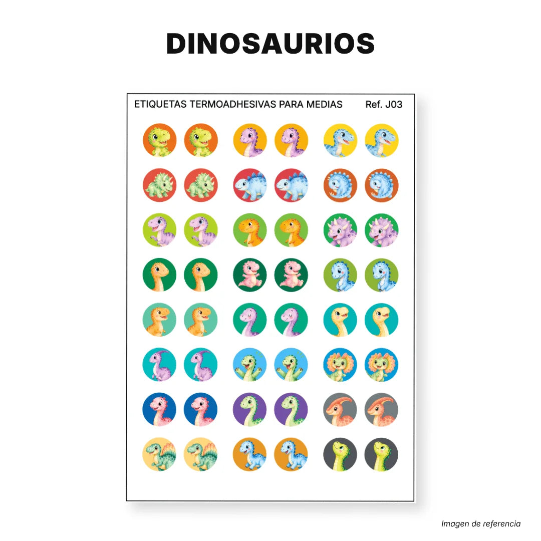 Dinosaurios - Etiquetas Termoadhesivas para Medias