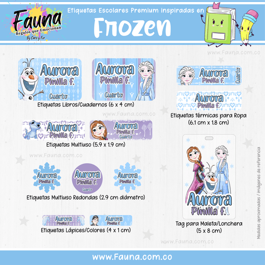 Etiquetas Escolares Premium Personalizadas – inspiradas en Frozen ❄️✨ - Fauna Regalos que emocionan