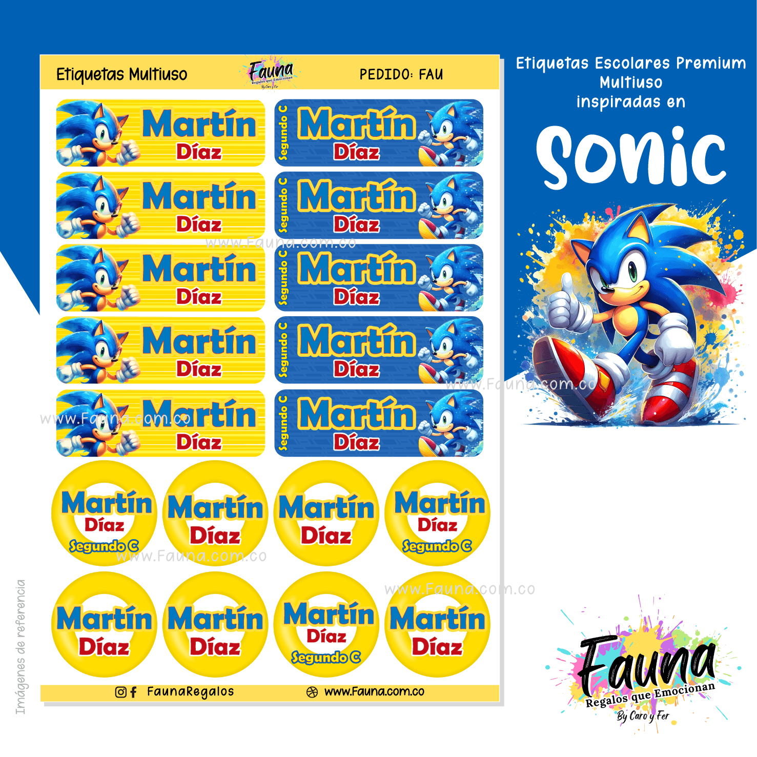 Etiquetas Escolares Premium Personalizadas – inspiradas en Sonic 🌀🐾 - Fauna Regalos que emocionan