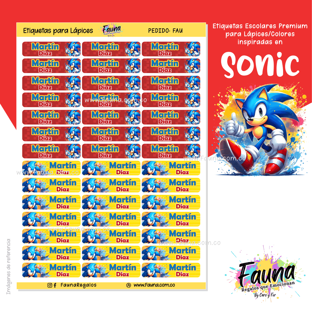 Etiquetas Escolares Premium Personalizadas – inspiradas en Sonic 🌀🐾 - Fauna Regalos que emocionan
