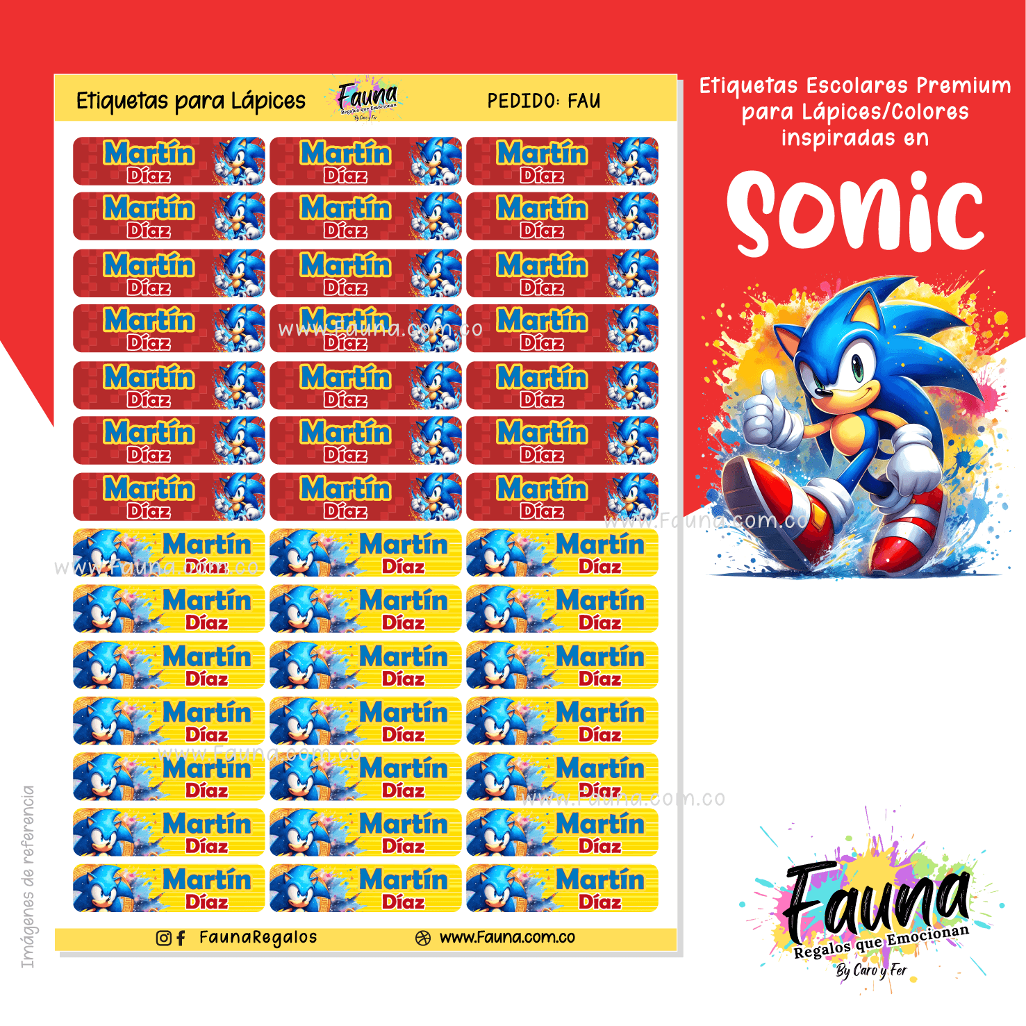 Etiquetas Escolares Premium Personalizadas – inspiradas en Sonic 🌀🐾 - Fauna Regalos que emocionan