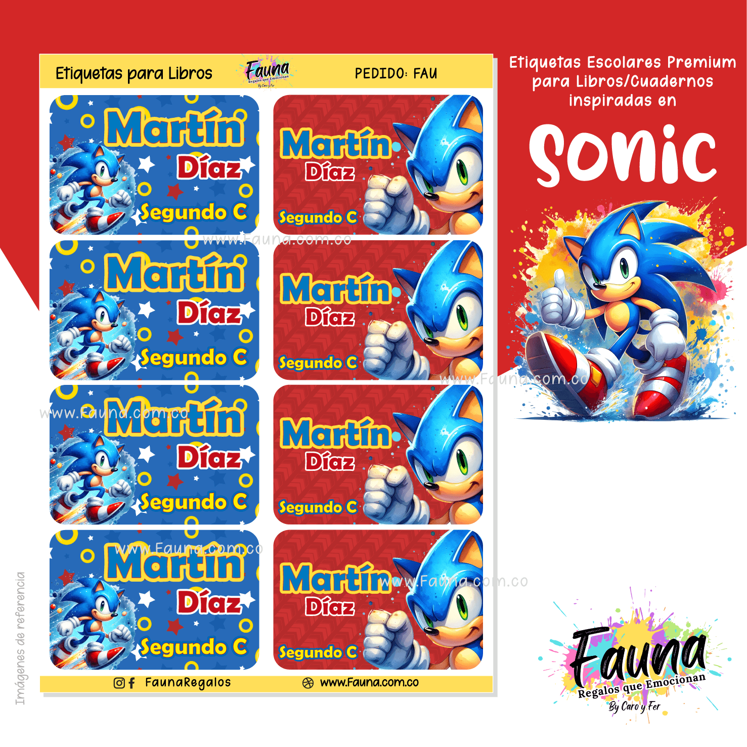 Etiquetas Escolares Premium Personalizadas – inspiradas en Sonic 🌀🐾 - Fauna Regalos que emocionan