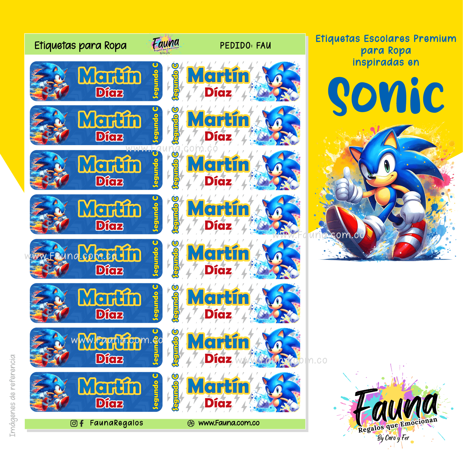 Etiquetas Escolares Premium Personalizadas – inspiradas en Sonic 🌀🐾 - Fauna Regalos que emocionan