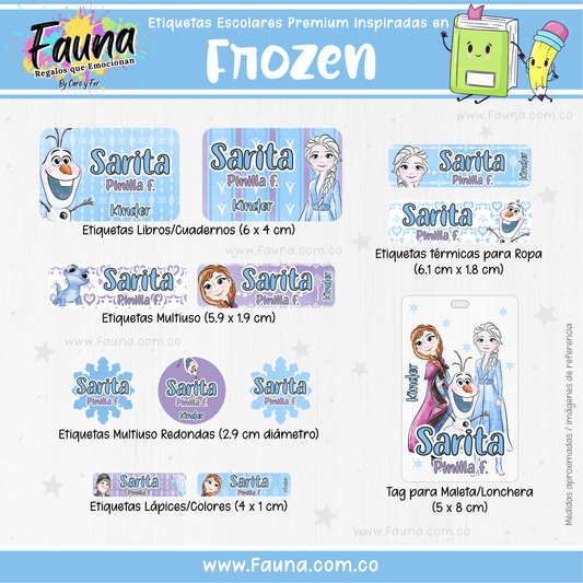 Etiquetas Escolares Premium Personalizadas – Frozen ❄️✨