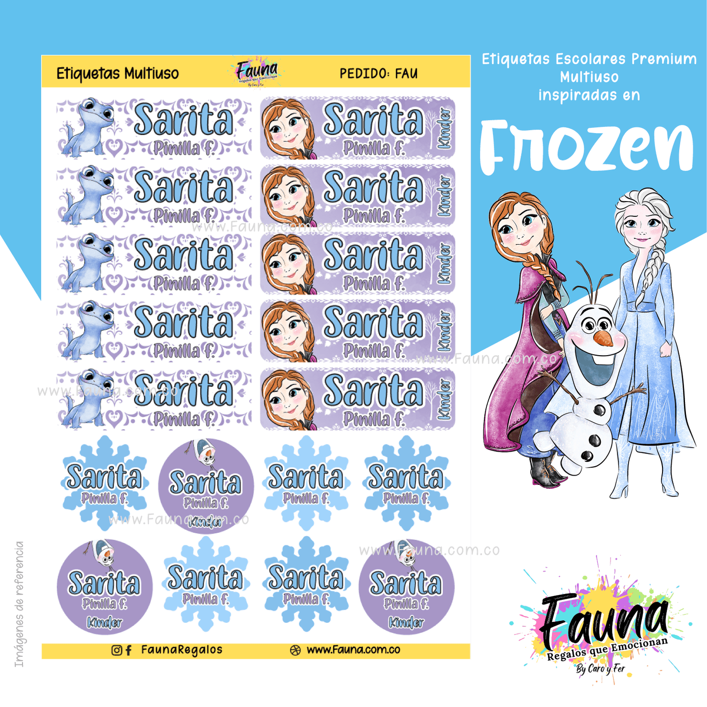 Etiquetas Escolares Premium Personalizadas – Frozen ❄️✨