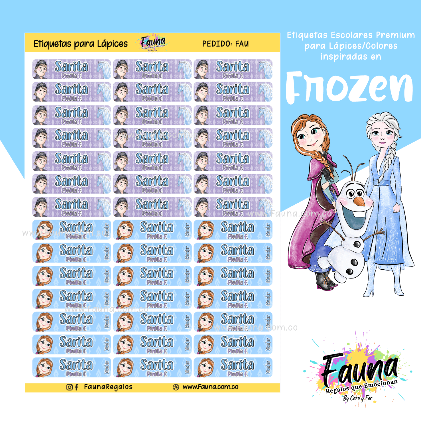 Frozen ❄️ - Etiquetas Escolares Premium Personalizadas