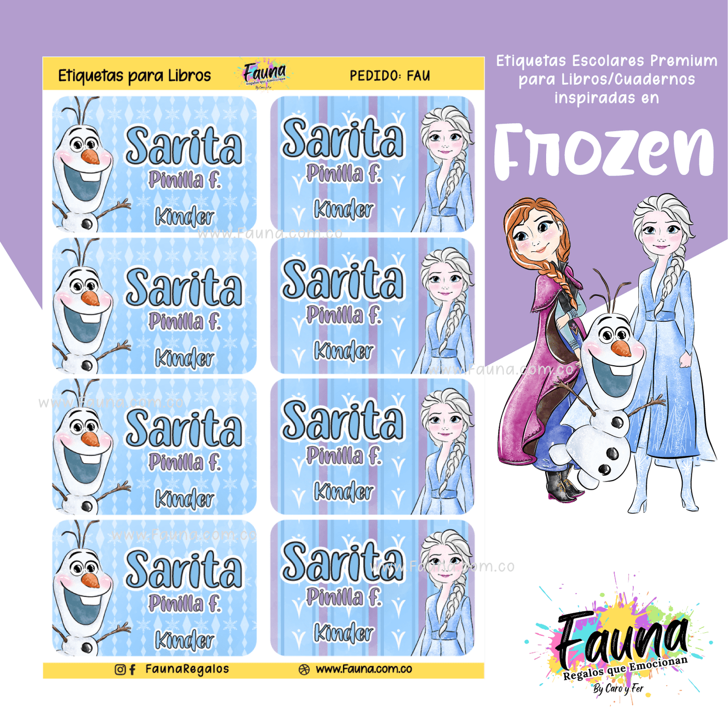 Etiquetas Escolares Premium Personalizadas – Frozen ❄️✨