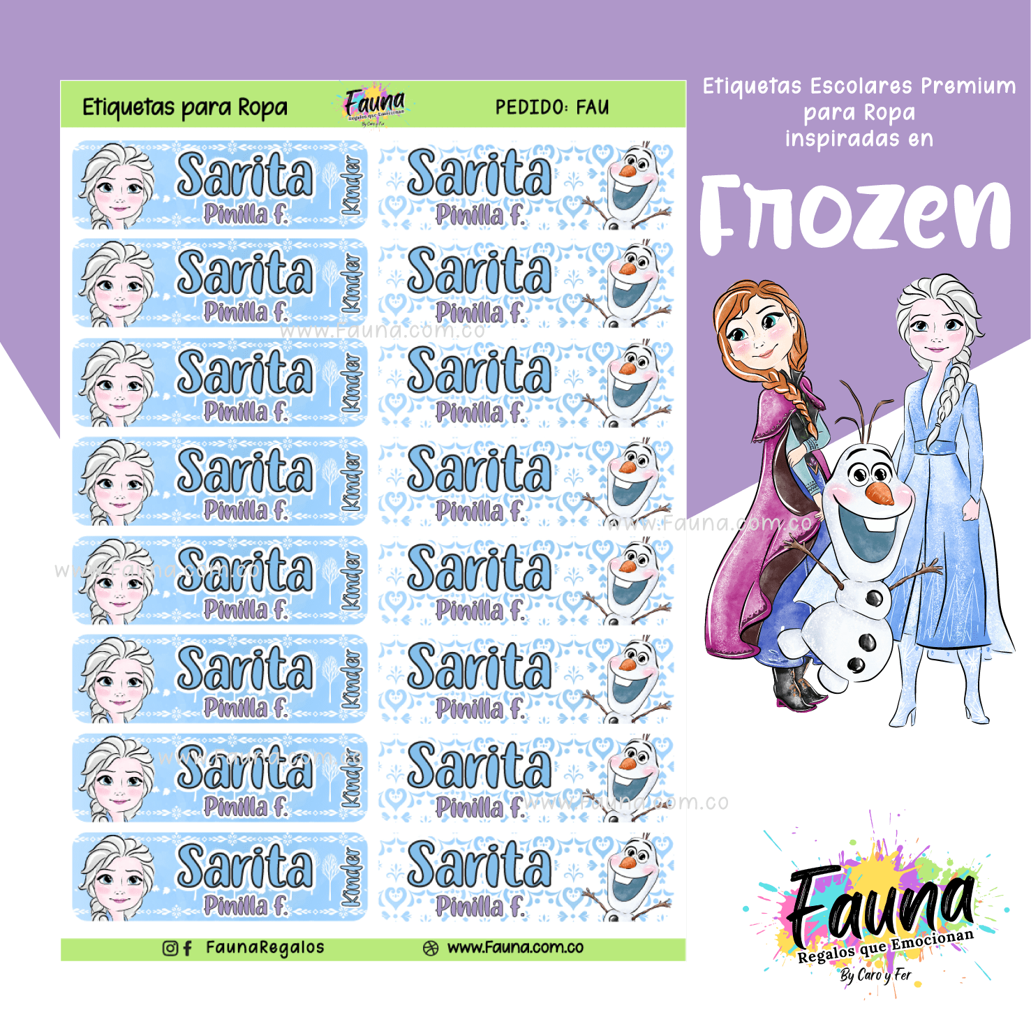 Frozen ❄️ - Etiquetas Escolares Premium Personalizadas