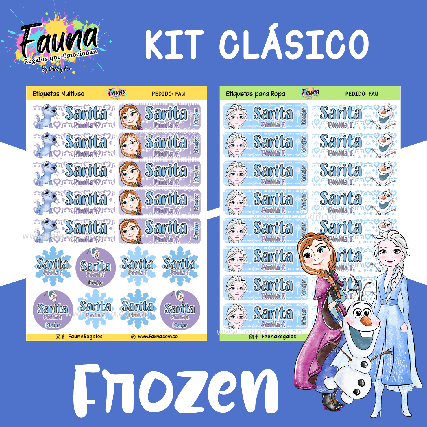Frozen ❄️ - Etiquetas Escolares Premium Personalizadas