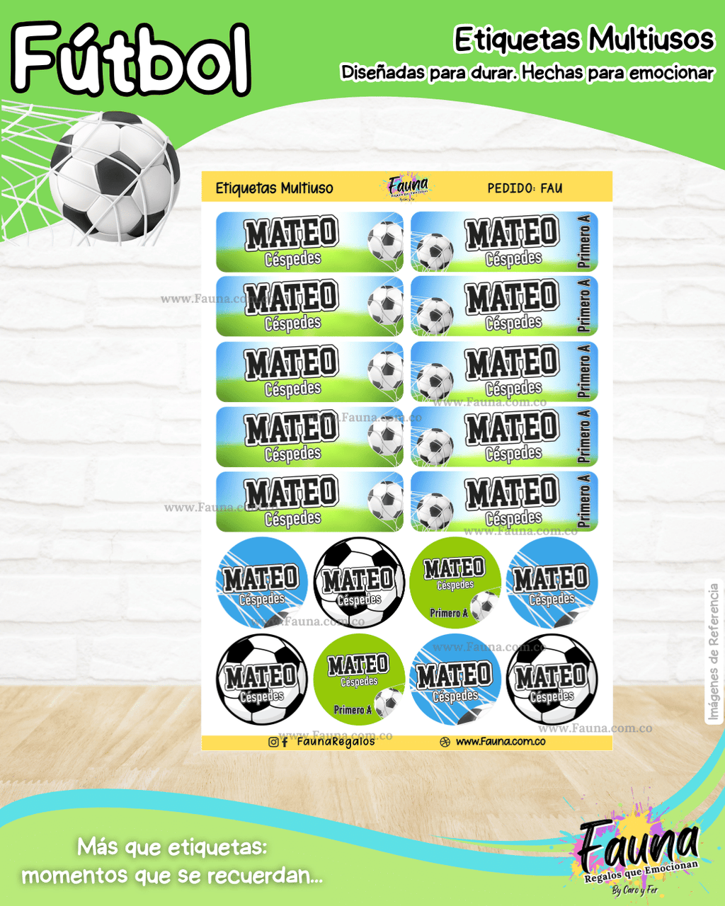 Fútbol Niño ⚽ - Etiquetas Escolares Premium Personalizadas