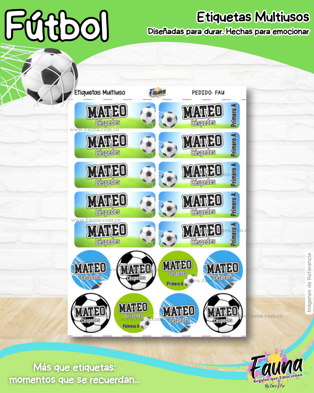 Fútbol Niño ⚽ - Etiquetas Escolares Premium Personalizadas