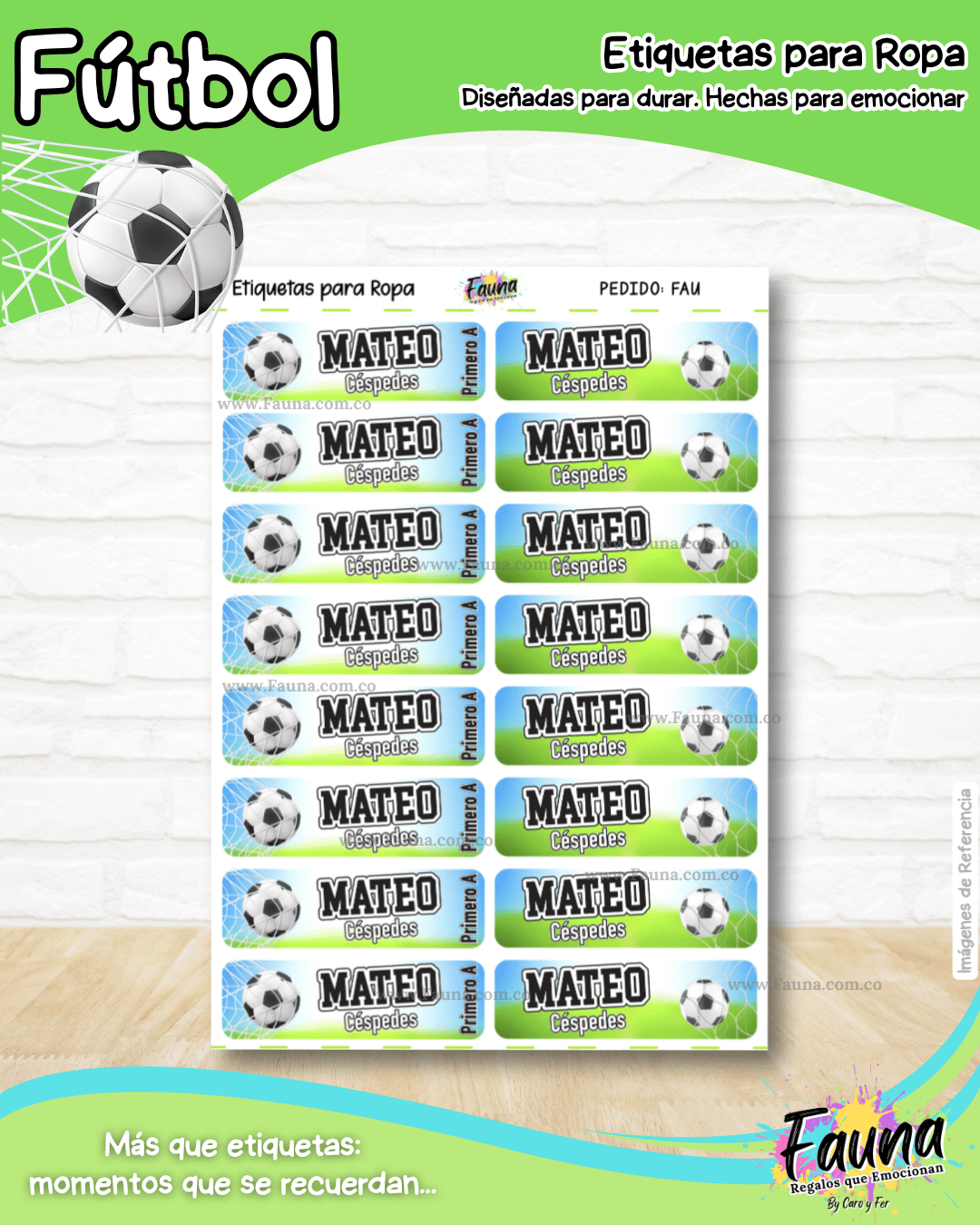 Fútbol Niño ⚽ - Etiquetas Escolares Premium Personalizadas