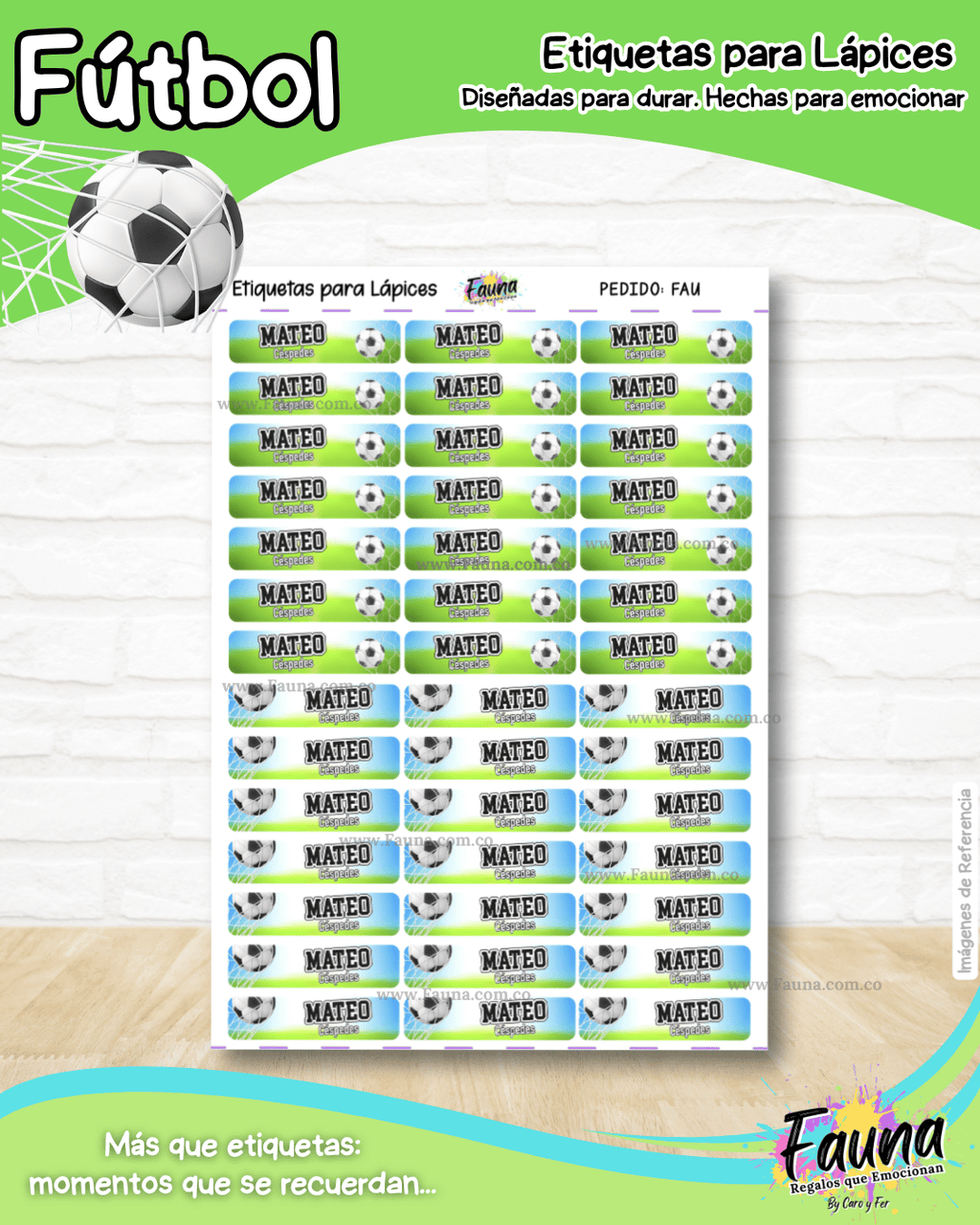 Fútbol Niño ⚽ - Etiquetas Escolares Premium Personalizadas