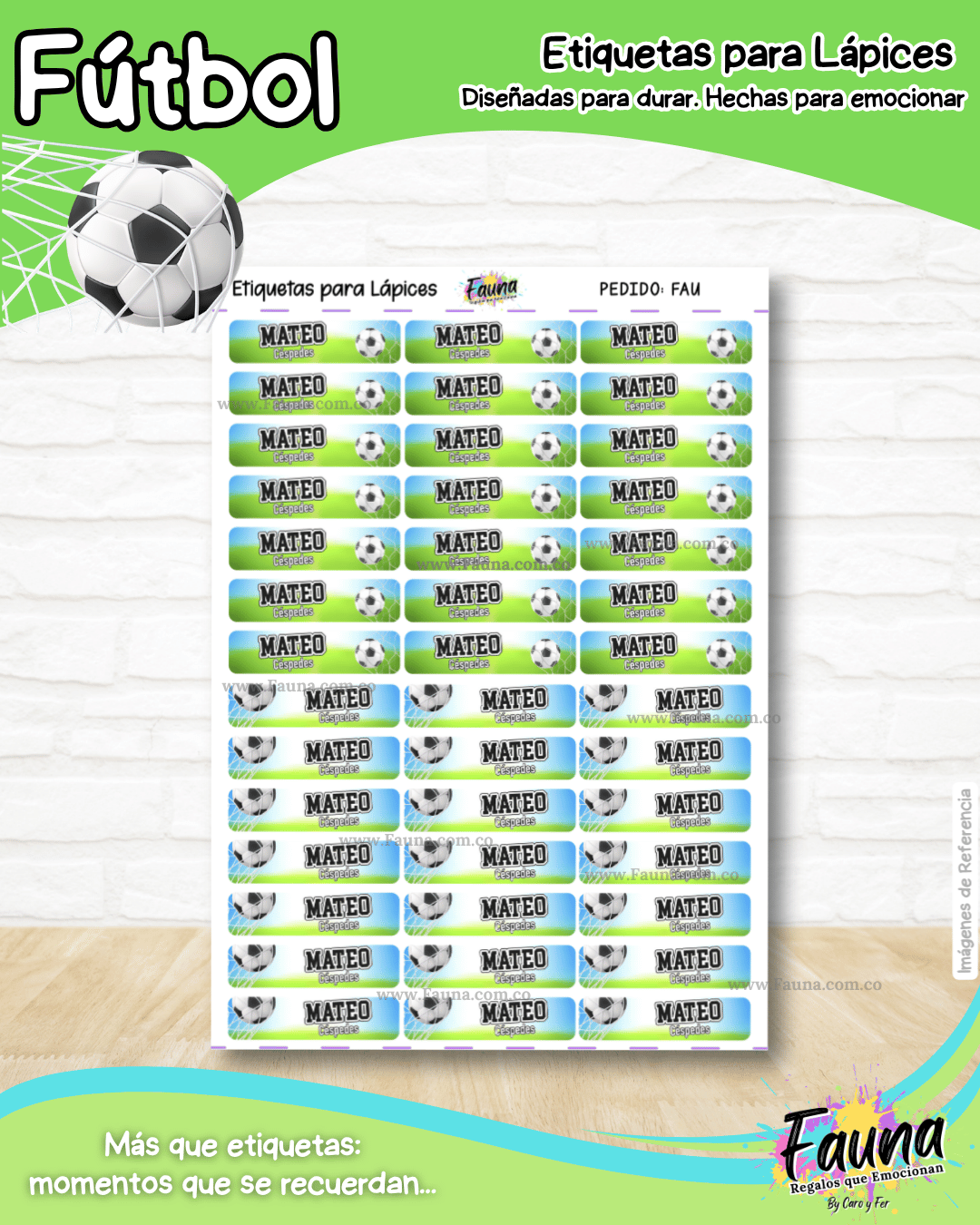 Fútbol Niño ⚽ - Etiquetas Escolares Premium Personalizadas