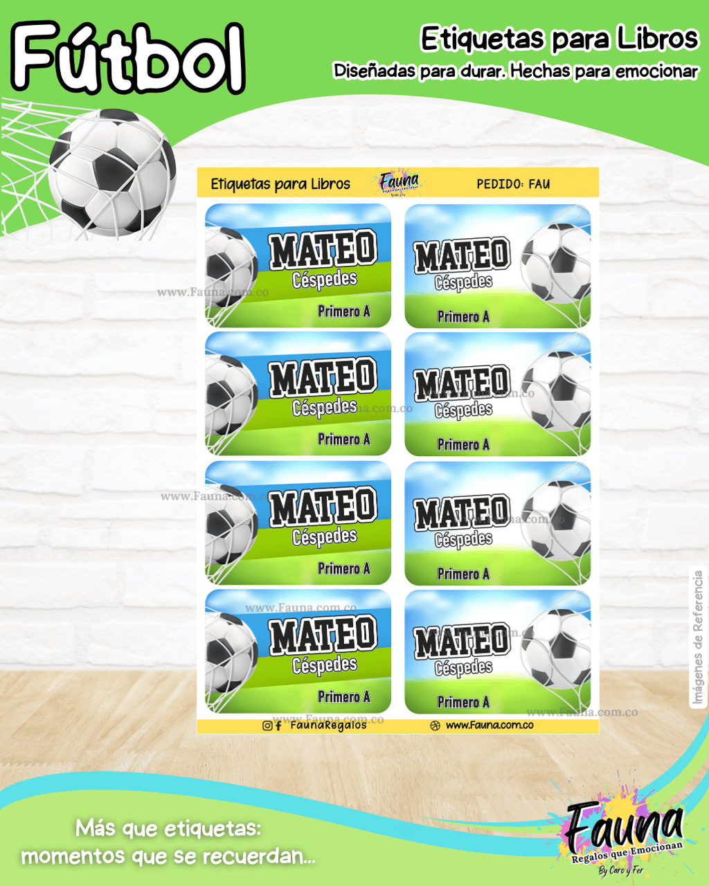Fútbol Niño ⚽ - Etiquetas Escolares Premium Personalizadas