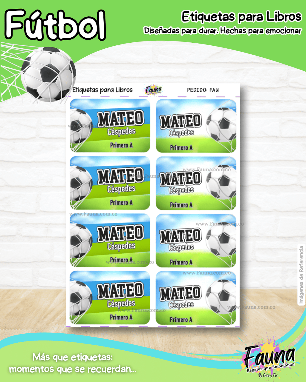 Fútbol Niño ⚽ - Etiquetas Escolares Premium Personalizadas
