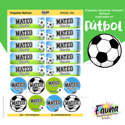 Etiquetas Escolares Premium Personalizadas – Fútbol Niño ⚽