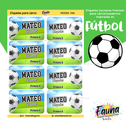 Etiquetas Escolares Premium Personalizadas – Fútbol Niño ⚽