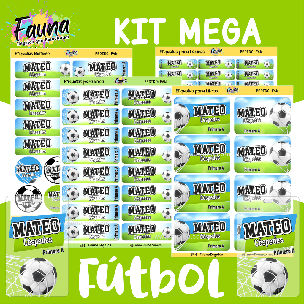 Fútbol Niño ⚽ - Etiquetas Escolares Premium Personalizadas