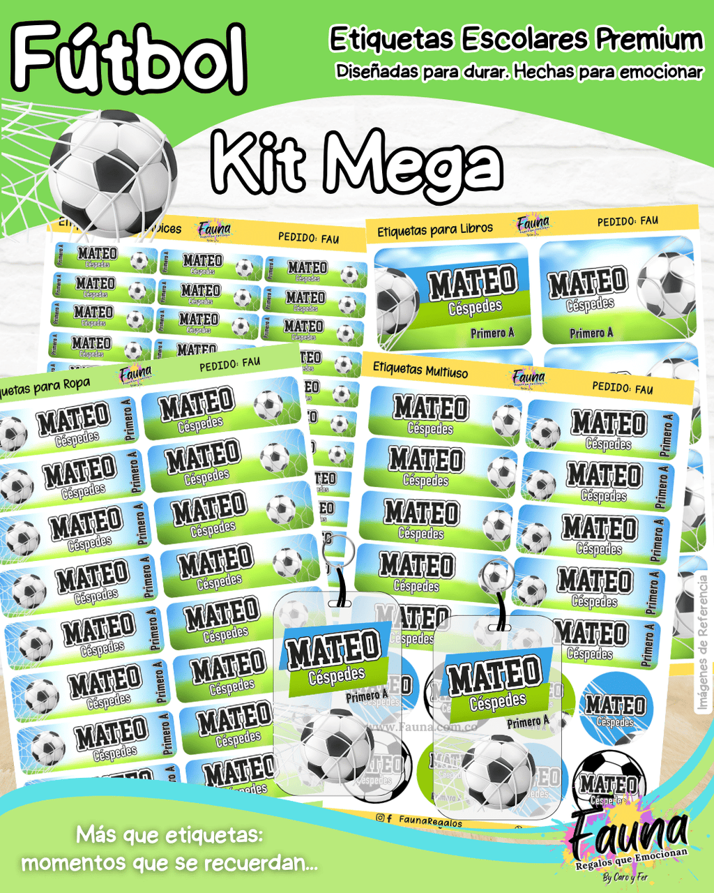 Fútbol Niño ⚽ - Etiquetas Escolares Premium Personalizadas