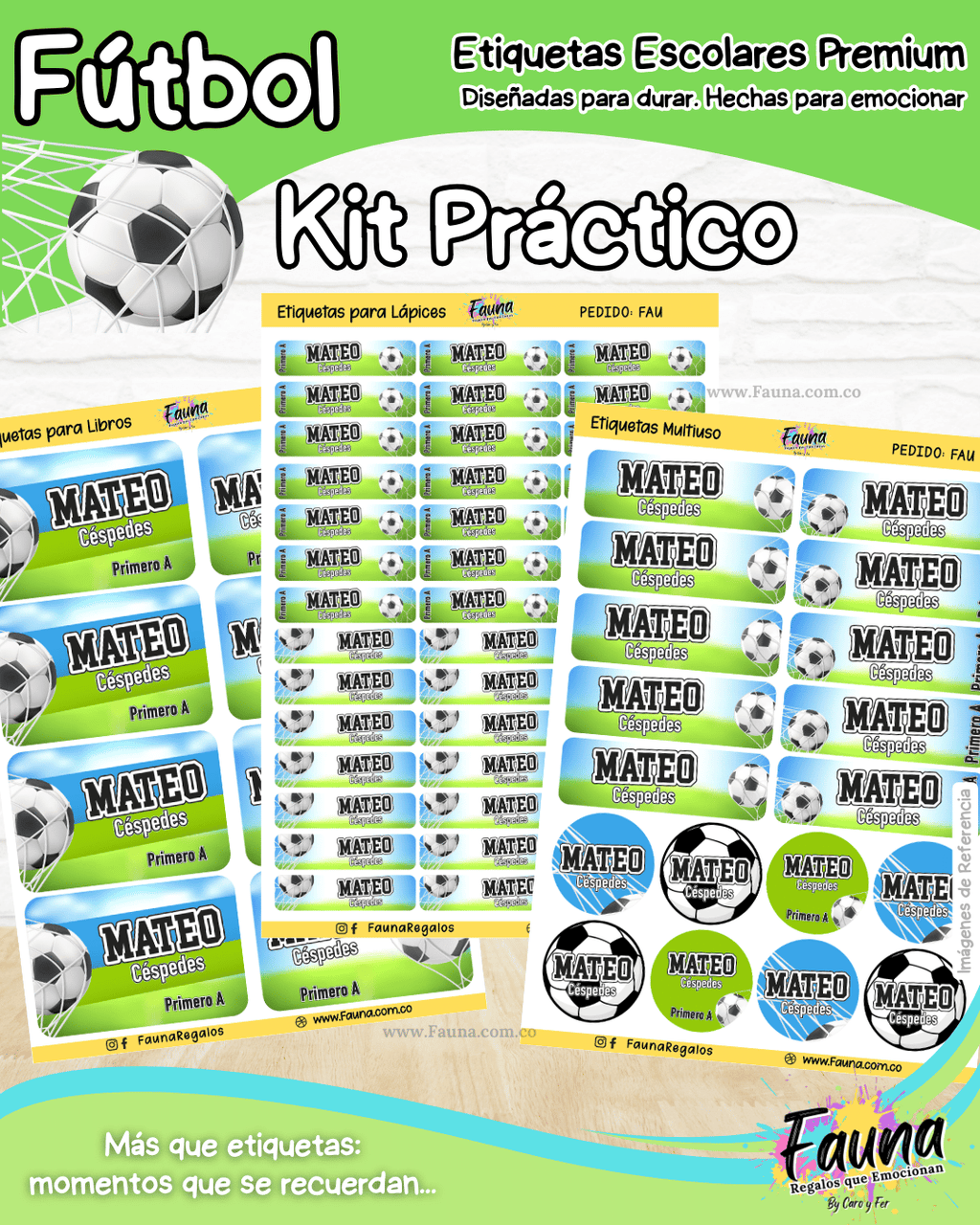 Fútbol Niño ⚽ - Etiquetas Escolares Premium Personalizadas