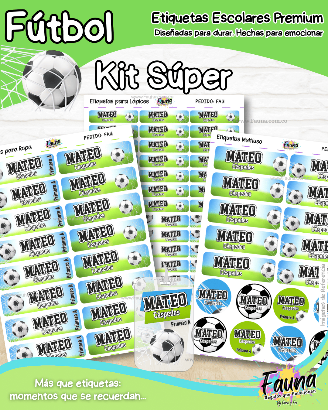 Fútbol Niño ⚽ - Etiquetas Escolares Premium Personalizadas