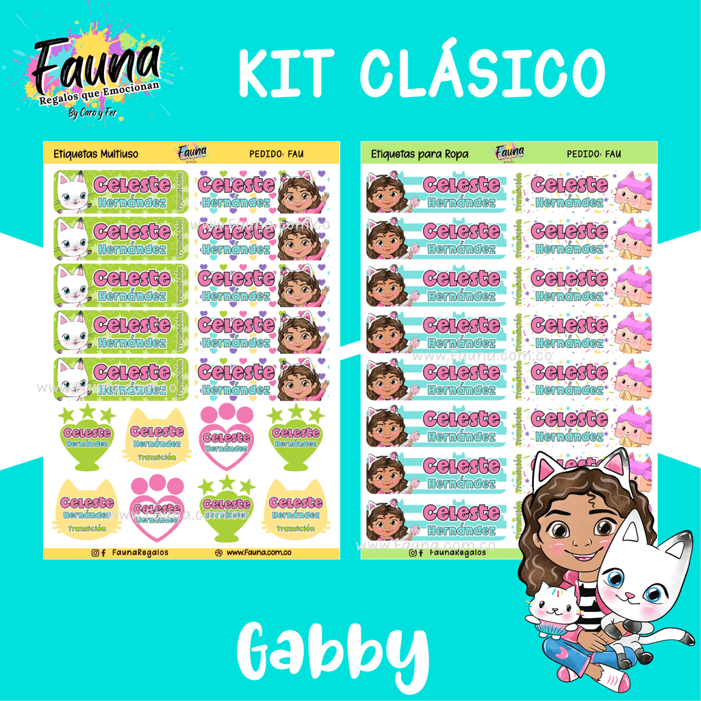Gabby’s Dollhouse! 🏡 - Etiquetas Escolares Premium Personalizadas