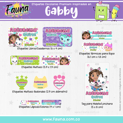 Etiquetas Escolares Premium Personalizadas – inspiradas en Gabby’s Dollhouse! ✨🏡 - Fauna Regalos que emocionan