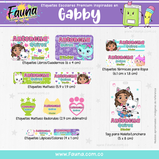 Etiquetas Escolares Premium Personalizadas – inspiradas en Gabby’s Dollhouse! ✨🏡 - Fauna Regalos que emocionan
