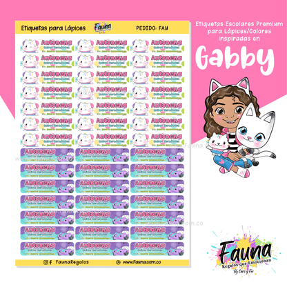 Etiquetas Escolares Premium Personalizadas – inspiradas en Gabby’s Dollhouse! ✨🏡 - Fauna Regalos que emocionan