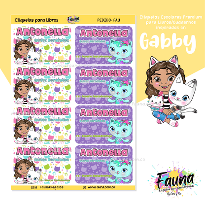Etiquetas Escolares Premium Personalizadas – inspiradas en Gabby’s Dollhouse! ✨🏡 - Fauna Regalos que emocionan