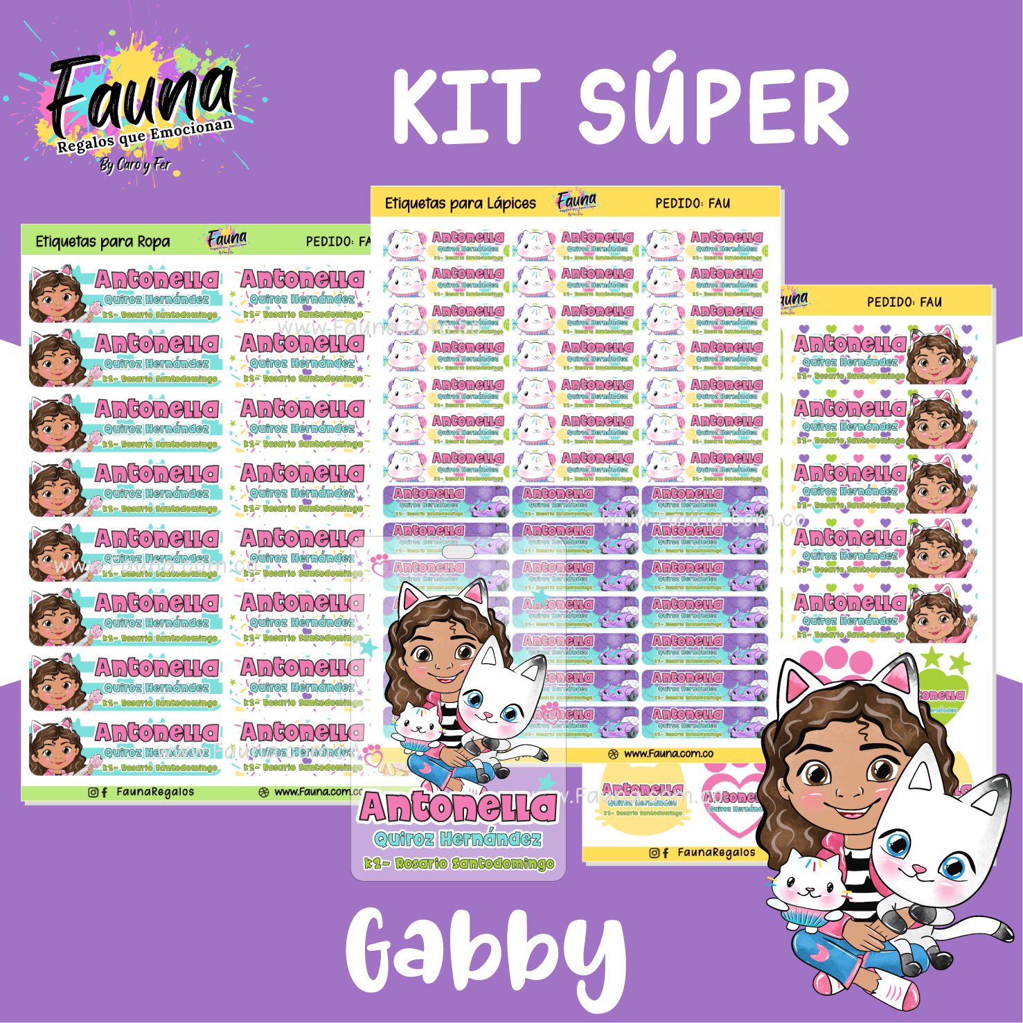 Etiquetas Escolares Premium Personalizadas – inspiradas en Gabby’s Dollhouse! ✨🏡 - Fauna Regalos que emocionan