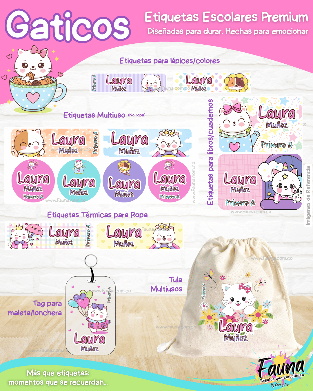 Gaticos 🐾 - Etiquetas Escolares Premium Personalizadas