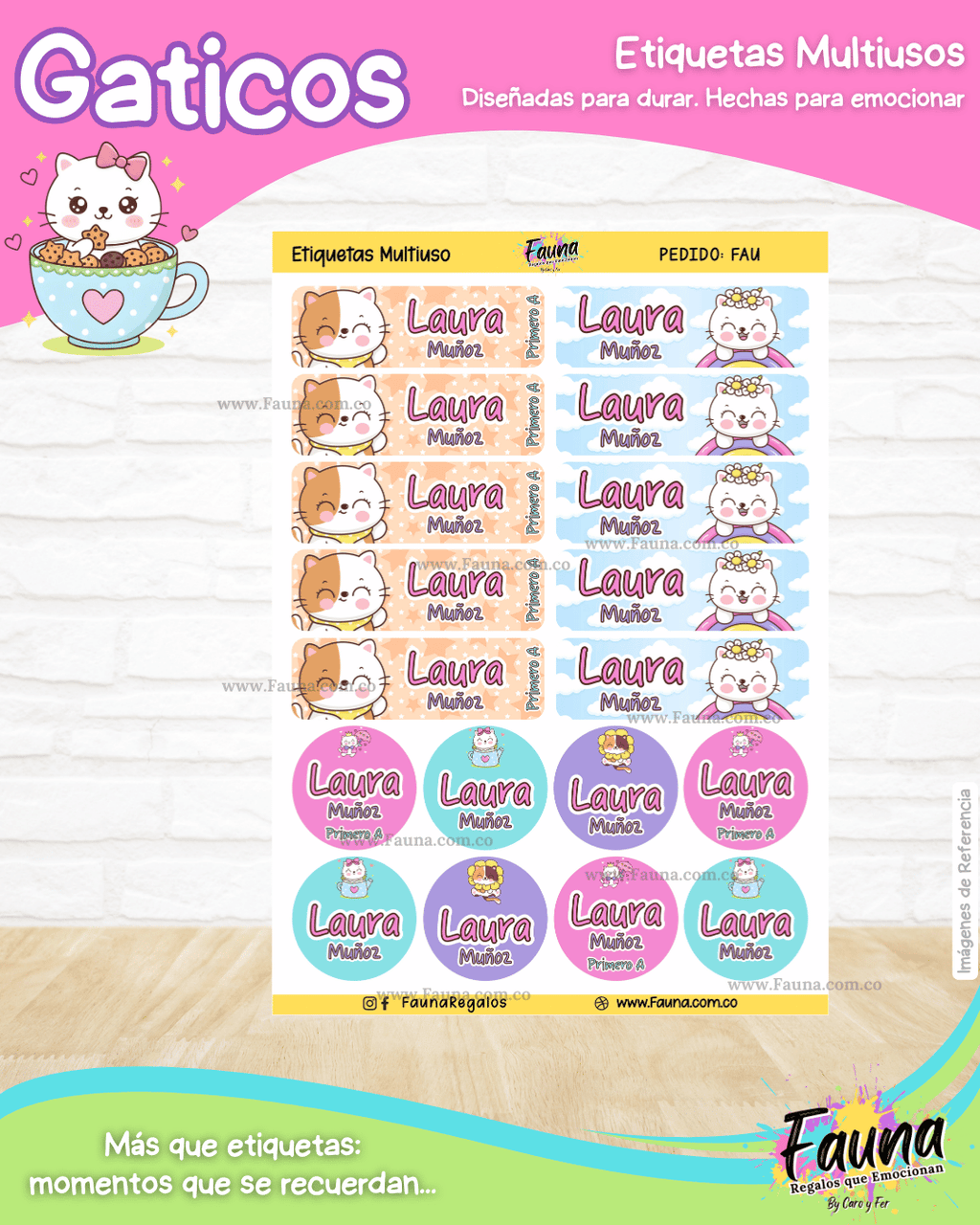Gaticos 🐾 - Etiquetas Escolares Premium Personalizadas